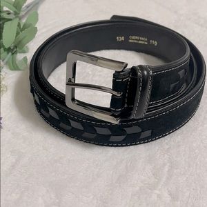 Cuero Vaca Leather Suede Black Belt